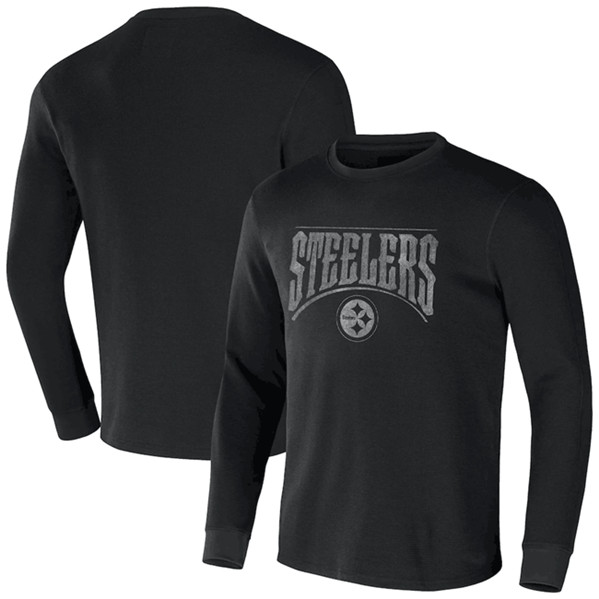 Men's Pittsburgh Steelers X Darius Rucker Collection Black Long Sleeve Thermal T-Shirt